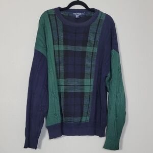 Vintage Nautica Men’s 100% Cotton Crewneck Sweater Size L Chunky Cable Knit